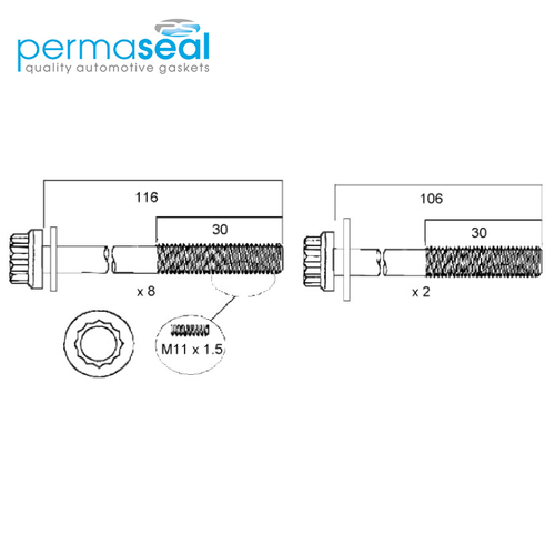 Head Bolt Set FOR KIA A5D HBS126