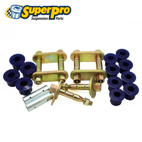 SuperPro Greasable Shackle + Bush Kit w/Fixed Pin - Rear FOR Navara D22 KIT136SK