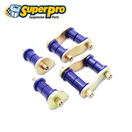 SuperPro Greasable Shackle + Bush Kit w/Fixed Pin - Rear FOR Landcruiser 76/78/79 Series KIT156SK