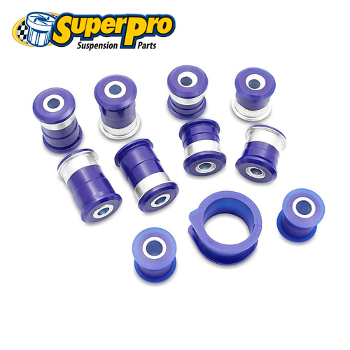 SuperPro Control Arm Upper, Lower + Steering Rack Bush Kit - Front, Offset FOR Navara D40 KIT203K